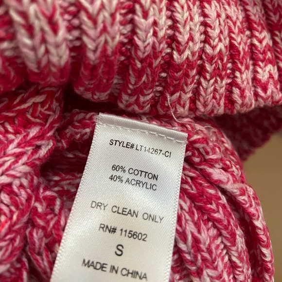 NEW NORDSTROMS Lush Marled Cable Knit Pullover Sweater PINK & WHITE SIZE SMALL - Picture 6 of 6
